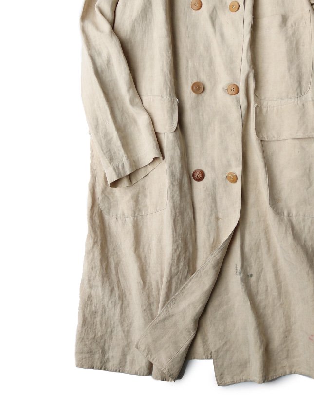 1920s UNKNOWN DOUBLE BREAST LINEN DUSTER COAT SIZE ML - MATIN 