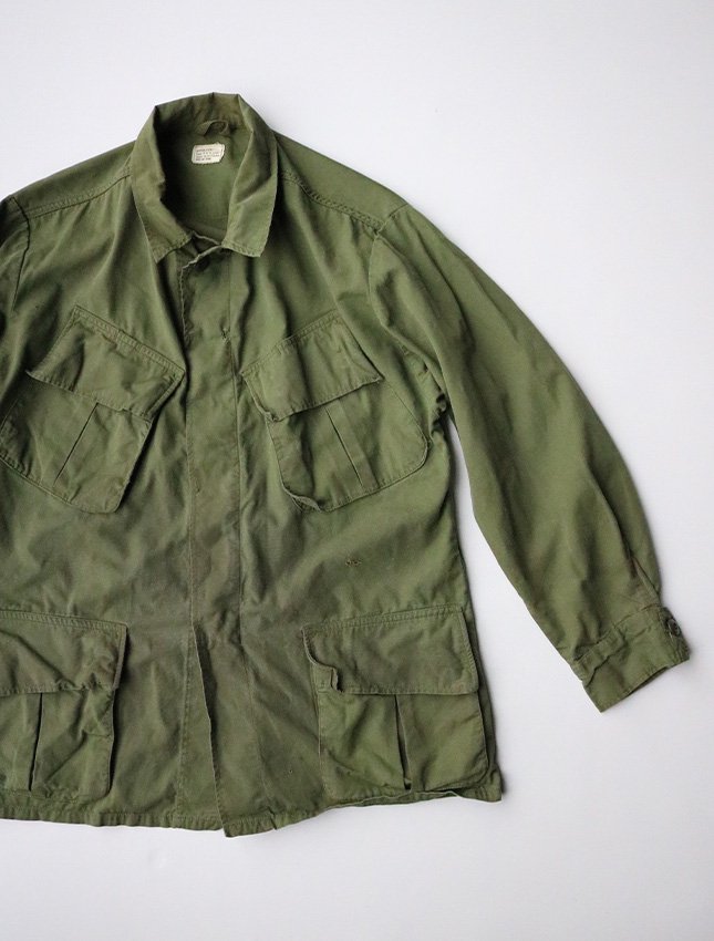 60s US ARMY JUNGLE FATIGUE JACKET 3RD NON RIP MED SHORT - MATIN, VINTAGE  OUTFITTERS ビンテージ古着 富山