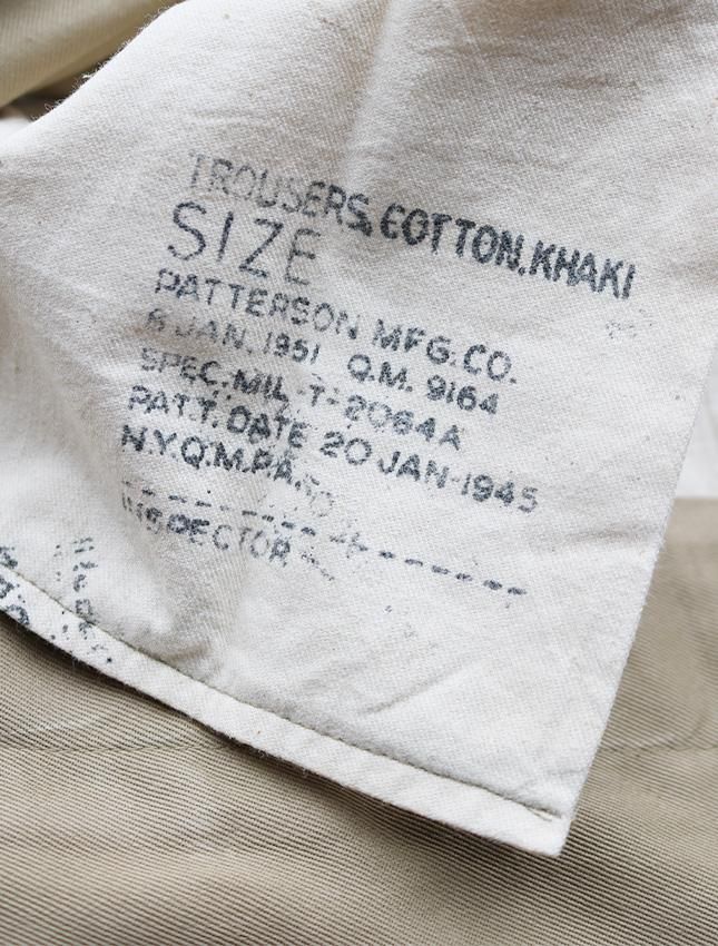 50s US ARMY M-45 CHINO TROUSER W31 GOOD COND - MATIN