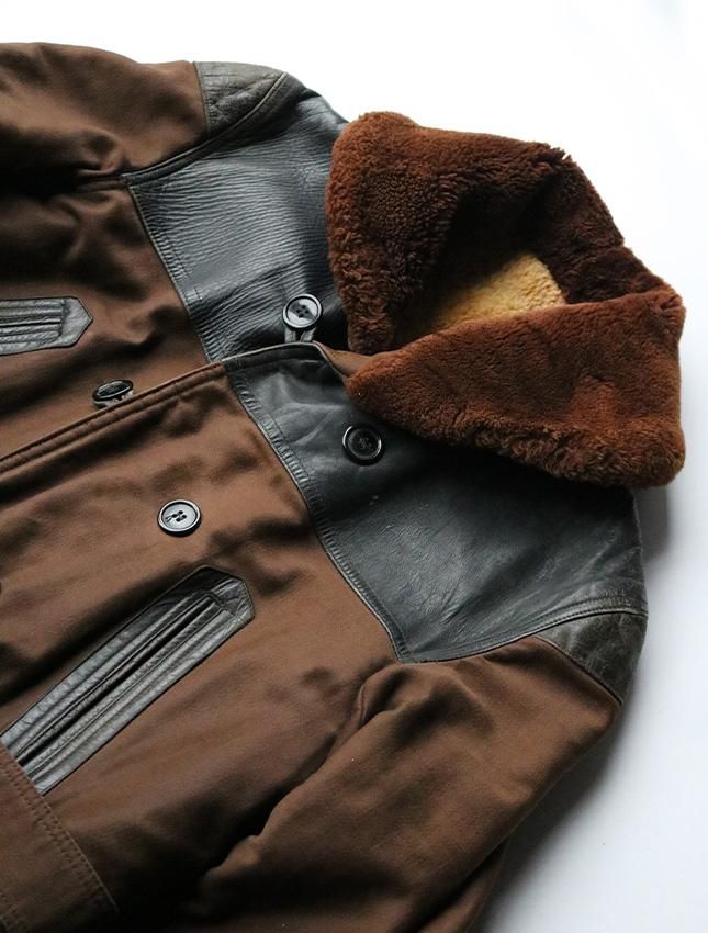 1930s MONTGOMERY WARD MOLE SKIN×HORSE HIDE ENGINEER COAT SIZE ML