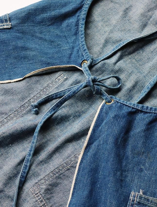 1970s vintage denim apron ビンテージデニムエプロン 50s UNKNOWN DENIM APRON | 古いデニム素材のエプロン - MATIN