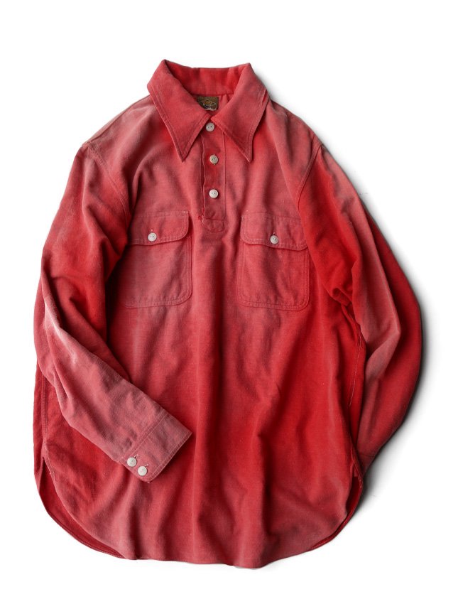 40s BIG YANK DELUXE PULL OVER RED FADE FLANNEL SHIRT | SIZE ML - MATIN,  VINTAGE OUTFITTERS ビンテージ古着 富山