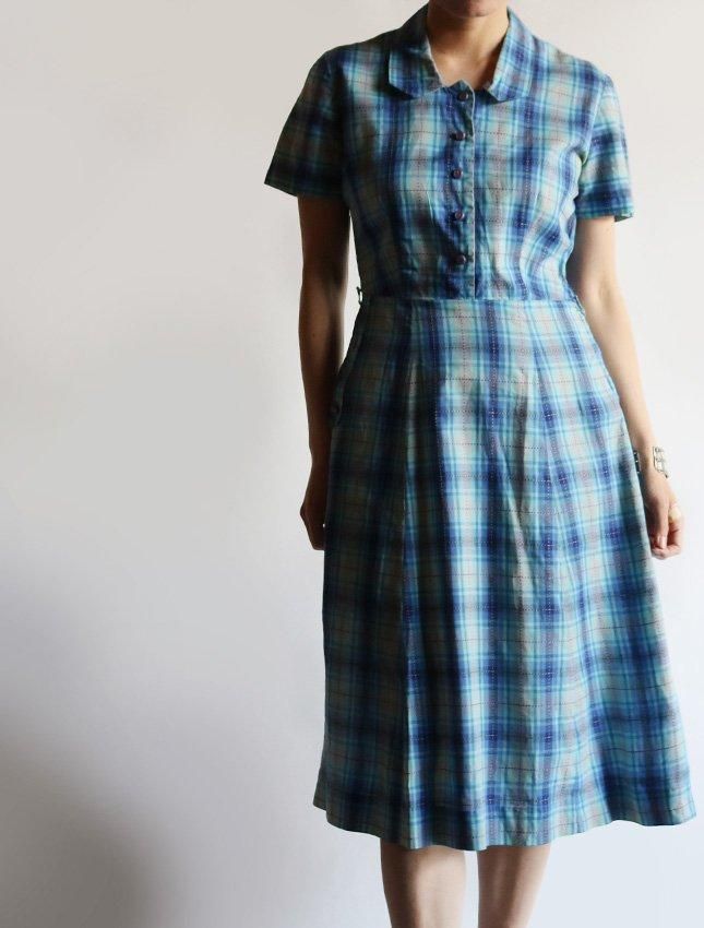 50s COTTON CHECK DRESS | ヴィンテージワンピース - MATIN