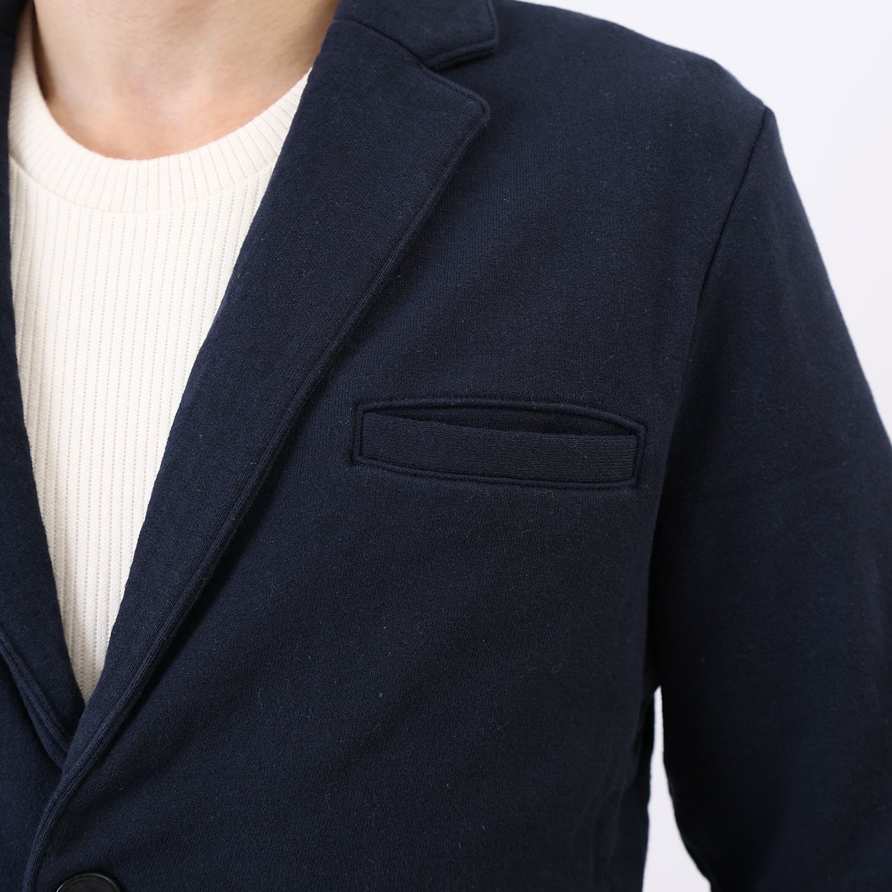 コットン吊り裏毛ジャケット（ネイビー/XSサイズ）の胸ポケット