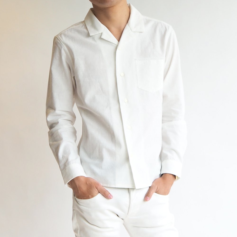 オープンカラーコットンシャツ（ホワイト・XSサイズ）
