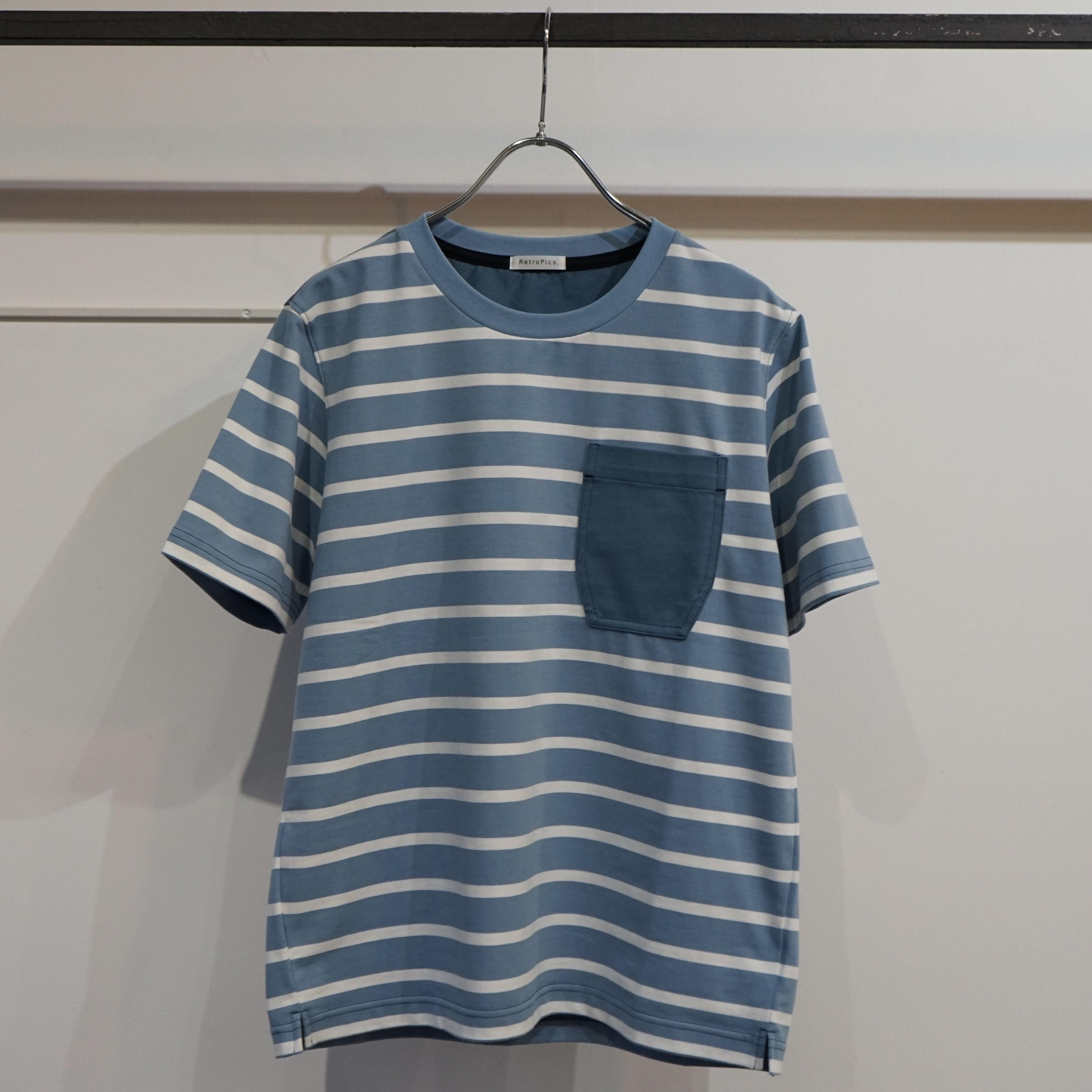 XSサイズ　長袖　ボーダー　Tシャツ 小柄・低身長な男性のためのボーダー半袖Tシャツ（ライトブルー