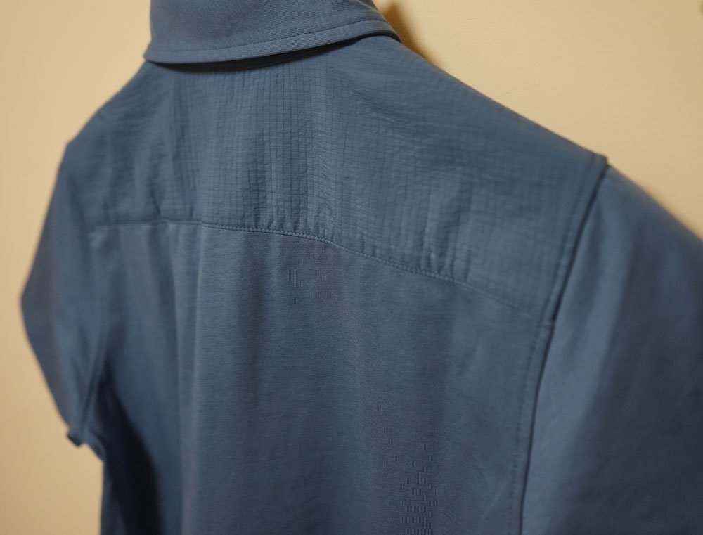 切り替え半袖ポロシャツ（ブルー・XSサイズ）