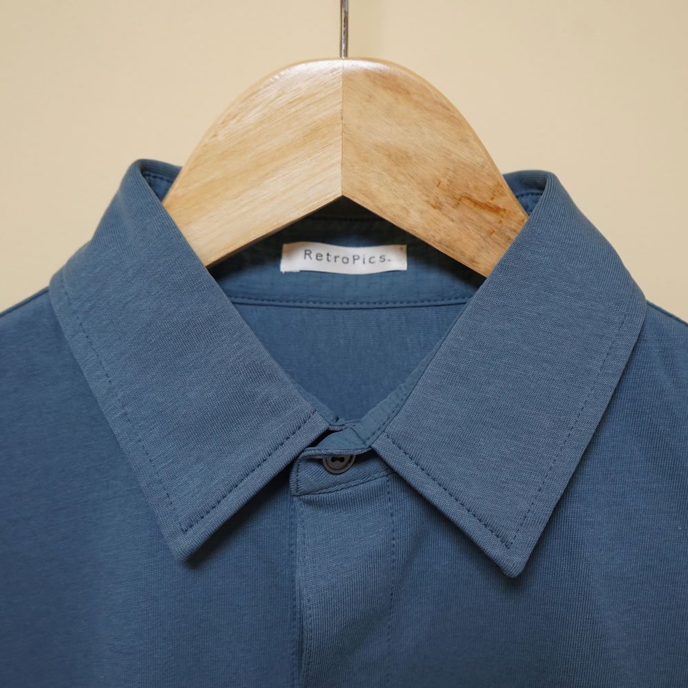 切り替え半袖ポロシャツ（ブルー・XSサイズ）