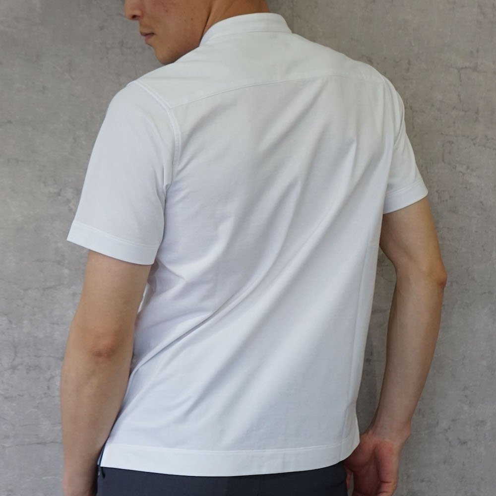 カノコバンドカラー半袖ポロシャツ（オフホワイト・XSサイズ）