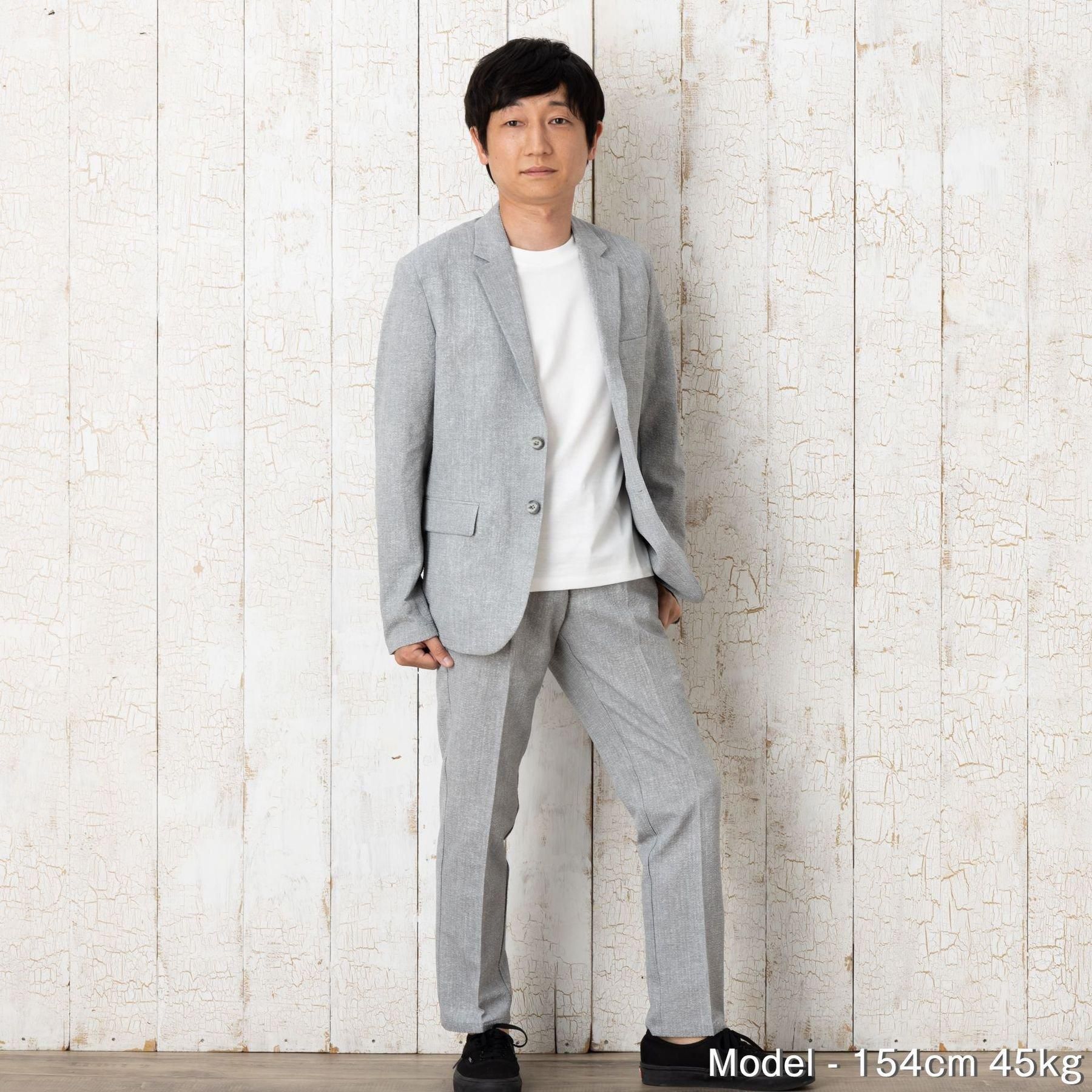 小柄・低身長な男性のためのシアサッカーパンツ（グレー・XSサイズ