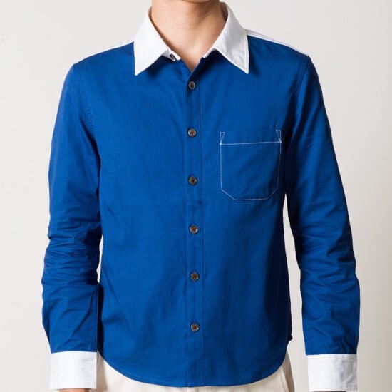 クレリックシャツ（ブルー×ホワイト・ＸＳサイズ）