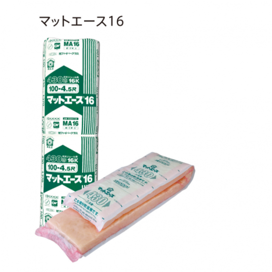 マットエースHG16　壁・天井用　密度16Kの断熱材　「住宅防音工事標準仕方書」対応　防湿フィルムは施工に便利な耳付き　－ 知住建材