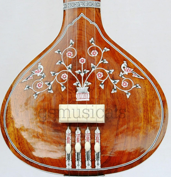 インド民族楽器 フラットタイプ・タンブーラ　小型版 - VEDA CENTER ～オンラインショップ