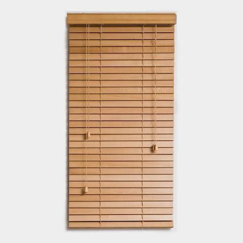 ウッドブラインド　85cm×92cm スラット35mm ミディアムブラウン2個 Amazon｜ブラインドカーテン 木製 ウッド ブラインド 既成サイズ