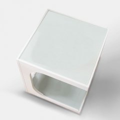 デザイナーズスタイル/キューブデザインガラス×木製サイドテーブルAC2【2カラー】