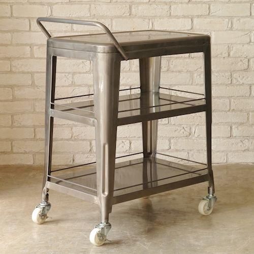 GARTガルト/インダストリアルデザインスチールワゴン【クリアシルバー