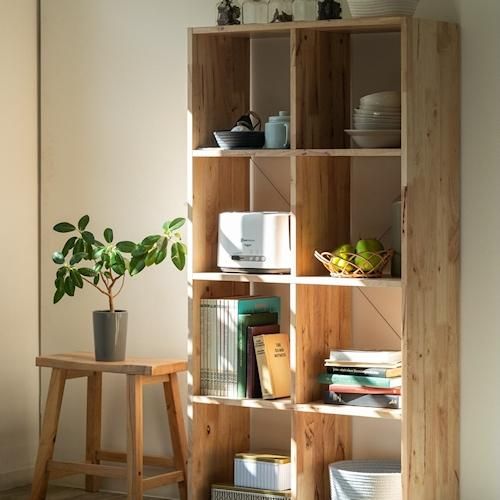 リノリウム×ラバーウッド　オープンシェルフ　オープンラック　ハンドメイド リノリウム×ラバーウッド オープンシェルフ オープンラック