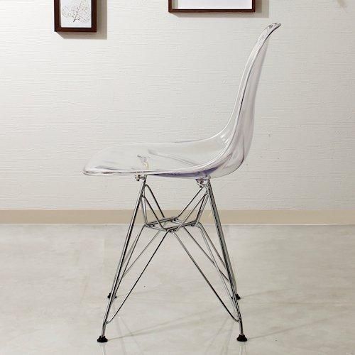 イームズ/ダイニングシェルサイドチェアDSR【クリアシェル×クローム