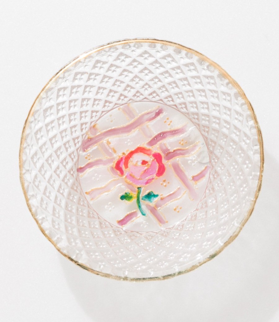 野田朗子 ガラス皿 シルクロードの華 パートドベール 7寸 茶道 菓子皿 