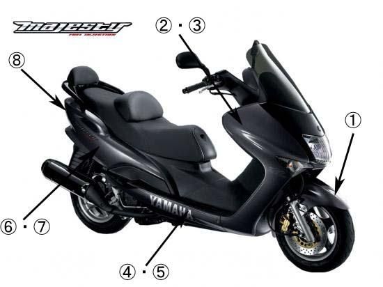 台湾ヤマハ純正マジェスティ１２５FI（グレー）外装８点セット - 輸入