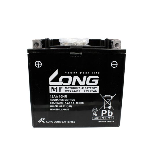 保証書付き】ロングバッテリー WTX14-BS 12V12Ah バイク ロング バッテリー KUNG LONG 互換 YTX14-BS FTX14-BS  ワルキューレ サンダーエース