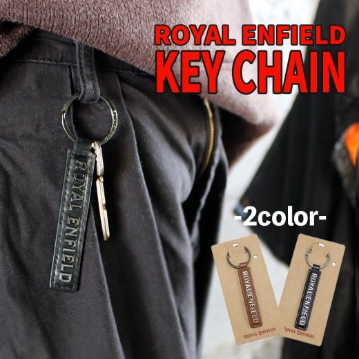 日本非売品 ROYAL ENFIELD / ロイヤルエンフィールド 純正 キーチェーン メタルロゴ（２色）ブラック ブラウン キーホルダー  バイクブランド ブランドキーホルダー ロゴキーホルダー 二重リング リングキーホルダー キーケース