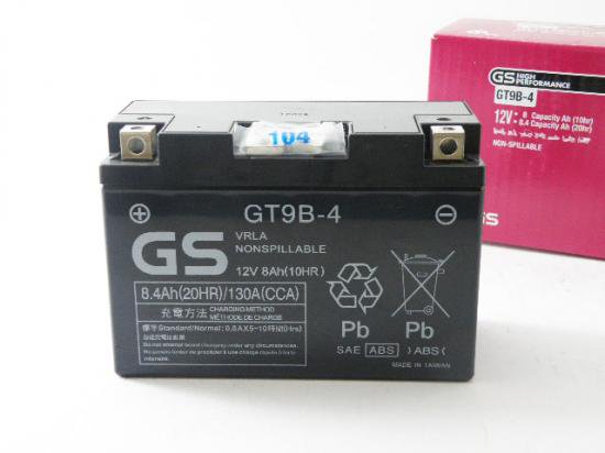 保証書付き】 台湾GSバッテリー GT9B-4 (YT9B-BS互換)