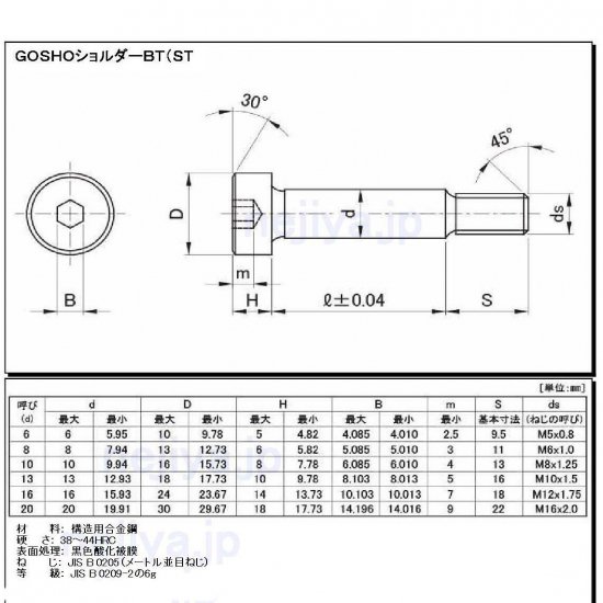 ＧＯＳＨＯショルダーＢＴ（ＳＴ【100個】GOSHOショルダーBT(ST 8 X 70