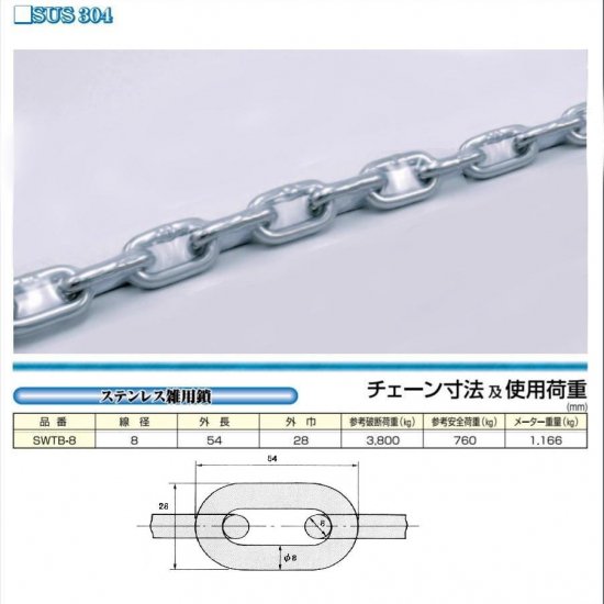 線径φ8！ステンレス製PVC被覆付チェーン