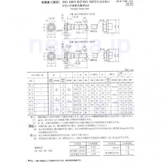 10 9規格 フランジボルト 1種 M6x30 三価クロメートメッキ