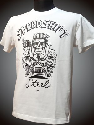 steel-hot rod wear スティール Tシャツ (STL-C043) grimb design カラー：ホワイト