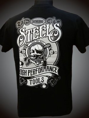 steel-hot rod wear スティール Tシャツ (STL-C016) grimb design　カラー：ブラック