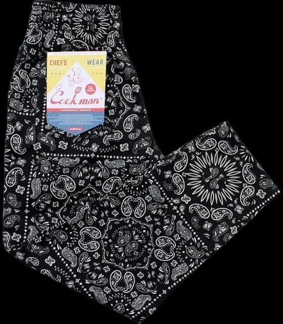 Cookman クックマン Chef Pants シェフパンツ ルーズフィット イージーパンツ (Paisley) bandana コックパンツ  カラー：ブラック 西海岸系ストリートファッションブランドの通販ショップ