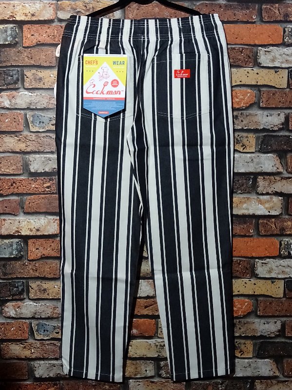 Cookman クックマン Chef Pants シェフパンツ ルーズフィット イージーパンツ (Awning Stripe) コックパンツ  カラー：ブラック 西海岸系ストリートファッションブランドの通販ショップ