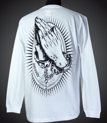 parasite パラサイト ロングスリーブTシャツ (NEW PRAYER) カラー：ホワイト×ブラック
