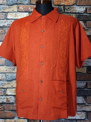 kustomstyle 半袖キューバシャツ (KSSS2107OR) longroof guayabera short sleve shirts  カラー：オレンジ