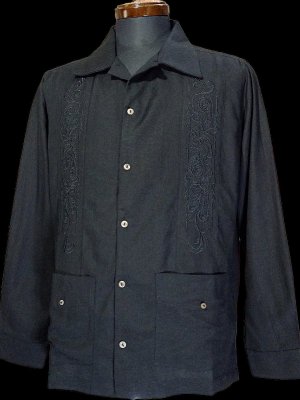 kustomstyle 長袖キューバシャツ (KSLS2107BK) longroof guayabera long sleve shirts カラー：ブラック