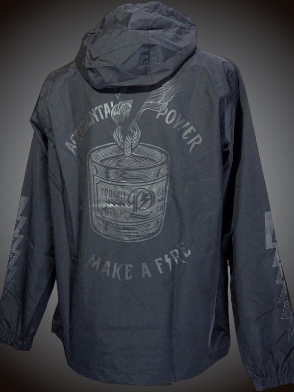 parasite パラサイト アノラックジャケット (LIGHTNING) anorak hood jacket Reflector Print  カラー：ブラック アメリカ西海岸系  ...