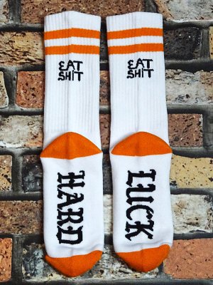 HardLuck ハードラック ソックス (EAT SHIT) socks カラー：ホワイト×オレンジ