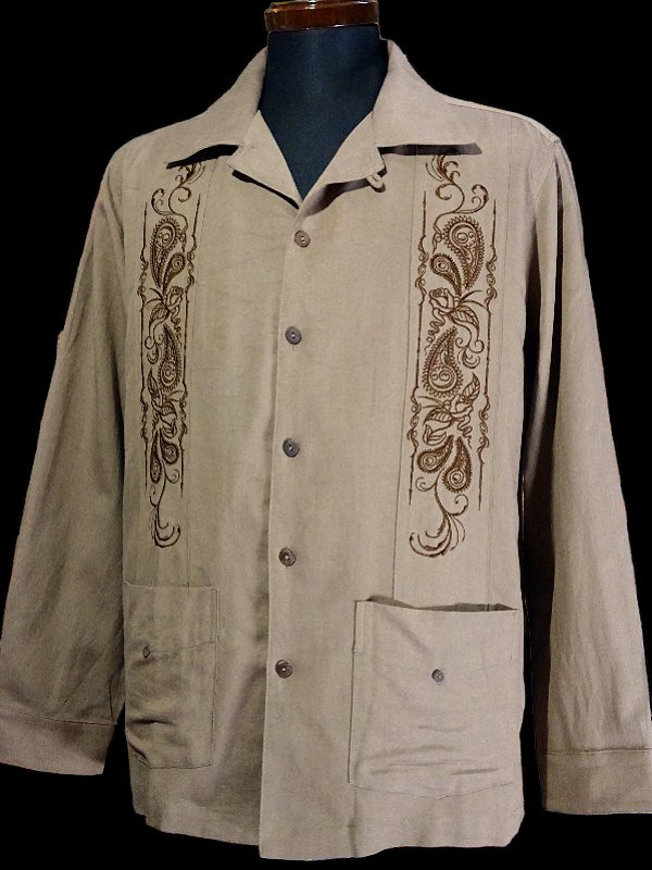 kustomstyle 長袖キューバシャツ (KSLS2107BE) longroof guayabera long sleve shirts  カラー：ベージュ 西海岸系ストリートファッションのセレクトショップ