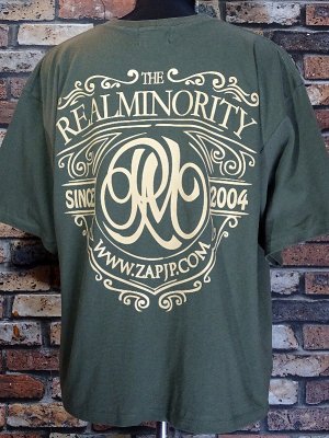 RealMinority リアルマイノリティー  ビックTシャツ (Coat of arms) 6.2oz ドロップショルダー カラー：オリーブ
