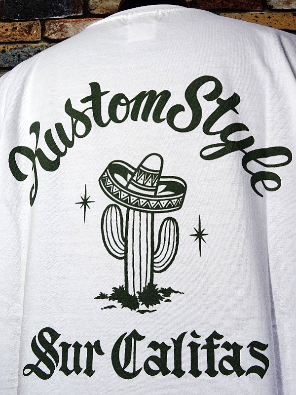kustomstyle カスタムスタイル Tシャツ (KST1201WH) cactus sur califas カラー：ホワイト  西海岸系ストリートファッションブランドの通販ショップ