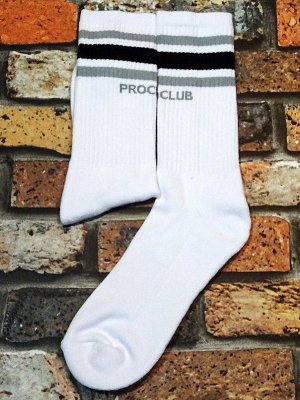 PROCLUB プロクラブ スケーター ラインソックス Stripe Crew Sock カラー：ホワイト(ブラック×グレー)