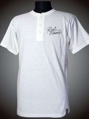 RealMinority リアルマイノリティー  ヘンリーネックTシャツ (Sorrows) 6.2oz Henley neck T-shirt カラー：ナチュラルホワイト