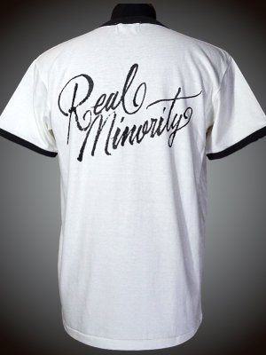 RealMinority リアルマイノリティー  リンガーTシャツ (Sorrows) Ringer T-shirt カラー：ナチュラルホワイト×スミクロ