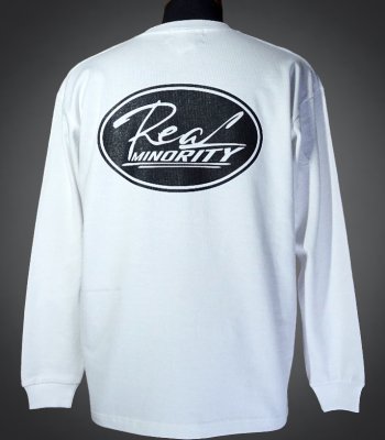 RealMinority リアルマイノリティー  ロングスリーブTシャツ (Racing) 10.2oz long sleeve tough body カラー：ホワイト