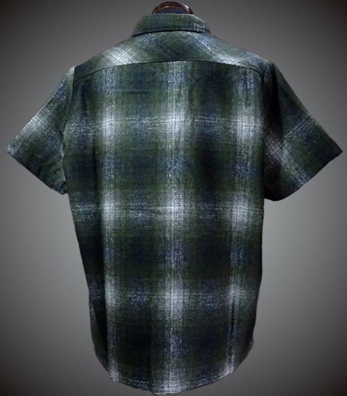 FB COUNTY エフビー カウンティ ショートスリーブ ウールシャツ (short sleeve wool shirt) カラー：#3グリーン×ブラック×グレー  西海岸系ストリートファッションのセレクトショップ