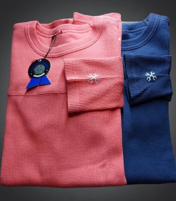 BLUCO ブルコ サーマル フットボールシャツ 2枚セット (OL-018-022) 2pac thermal shirts -football- カラー：レッド・ネイビー