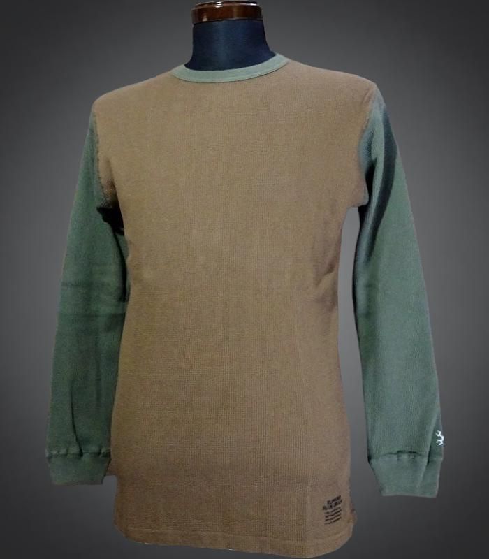 BLUCO リンガーネック ワッフル生地 長袖 Tシャツ サーマル ロンT L