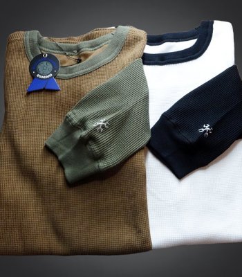 BLUCO ブルコ サーマルロングスリーブTシャツ 2枚セット (OL-014-022) 2pac thermal shirts -set in- カラー：コヨーテ・ホワイト